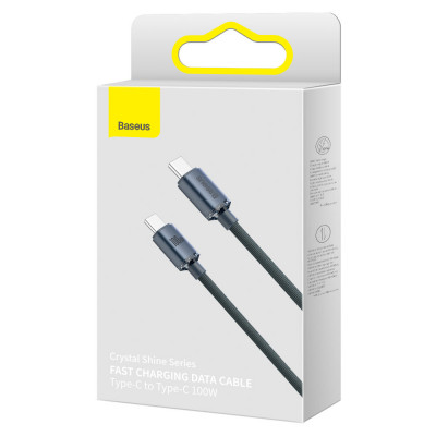 Baseus Crystal Shine USB-C - USB-C kábel, 100W, 1.2m, fekete