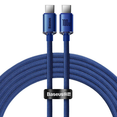 Baseus USB-C-kábel az USB-C Crystal Shine-hoz, 100W, 1.2m, kék
