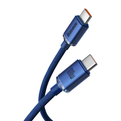 Baseus USB-C-kábel az USB-C Crystal Shine-hoz, 100W, 1.2m, kék