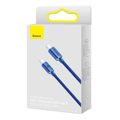 Baseus USB-C-kábel az USB-C Crystal Shine-hoz, 100W, 1.2m, kék