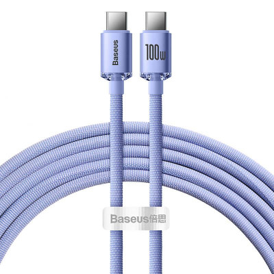 Baseus Crystal Shine USB-C - USB-C kábel, 100W, 1.2m, ibolya