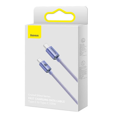 Baseus Crystal Shine USB-C - USB-C kábel, 100W, 1.2m, ibolya