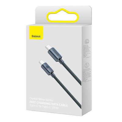 Baseus USB-C-kábel a USB-C Crystal Shine, 100W, 2m, fekete