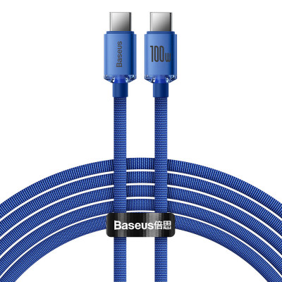 Baseus USB-C- USB-C Crystal Shine, 100W, 2m, kék