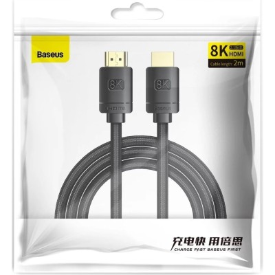 Baseus High Definition HDMI 2.1 kábel, 8K 60Hz, 3D, HDR, VRR, ALLM, 48Gbps, 3m, fekete