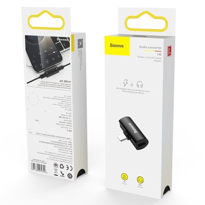 Baseus L46 Lightning-2x Lightning audioadapter, fekete