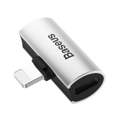 Baseus L46 Lightning-2x Lightning audioadapter (ezüst-fekete)