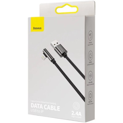 Baseus Legend Series Lightning derékszögű USB-kábel, 2,4 A, 2 m (fekete)