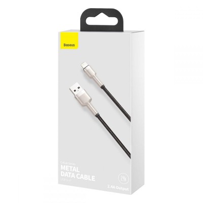 Baseus Cafule Series Metal USB - Lightning kábel, 2.4A, 25cm, fekete
