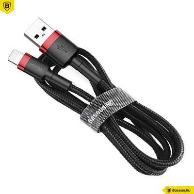 Baseus iPhone Lightning gyors adat, töltőkábel 2,4A - 1m - Piros & Fekete