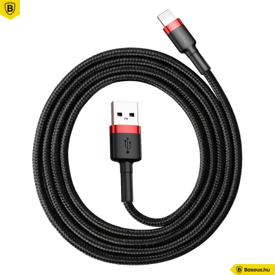 Baseus iPhone Lightning gyors adat, töltőkábel 2,4A - 1m - Piros & Fekete
