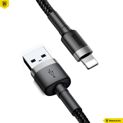 Baseus Cafule iPhone/Lightning adat/töltőkábel 2,4A - 1m - Szürke/Fekete