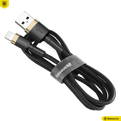 Baseus iPhone Lightning gyors adat, töltőkábel 2,4A - 1m - Fekete & Arany