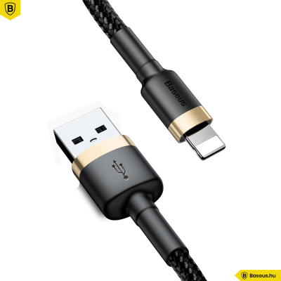 Baseus iPhone Lightning gyors adat, töltőkábel 2,4A - 1m - Fekete & Arany