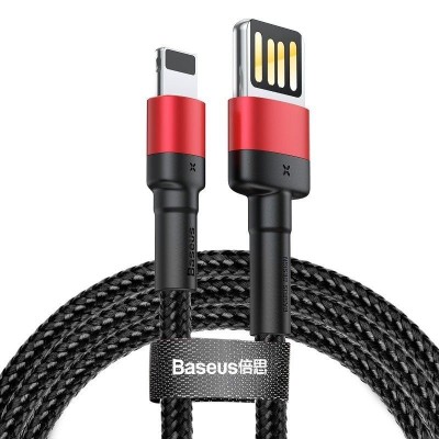 Baseus iPhone Lightning gyors adat/töltőkábel 2,4A - 1m - Piros/Fekete