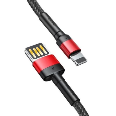 Baseus iPhone Lightning gyors adat/töltőkábel 2,4A - 1m - Piros/Fekete