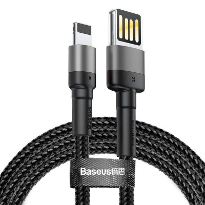 Baseus Cafule 1,5A 2 m-es Lightning USB-kábel (kétoldalas), szürke-fekete