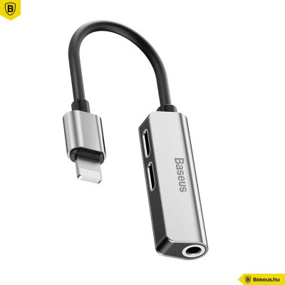 3az1-ben 2xLightning és 3,5mm Jack adapter L52 Baseus - Ezüst