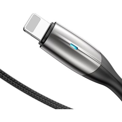 Baseus Horizontal Lightning kábel LED-es, 2,4 A, 0,5m, fekete