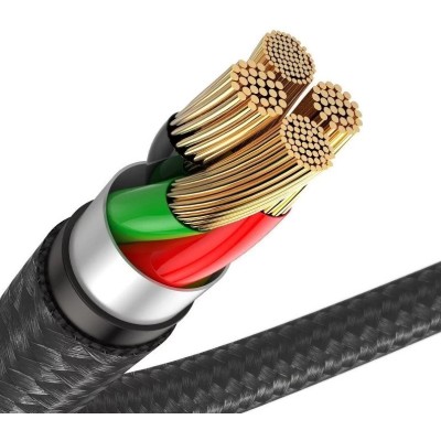 Baseus Horizontal Lightning kábel LED-es, 2,4 A, 0,5m, fekete