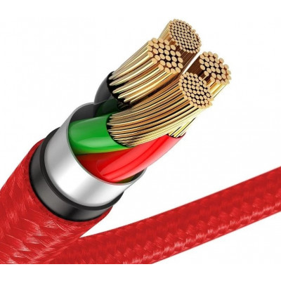 Baseus Horizontal Lightning kábel LED-es, 1m, 2,4 A, piros