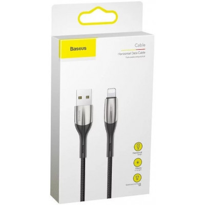 Baseus Horizontal Lightning kábel LED 2m 1,5A, fekete