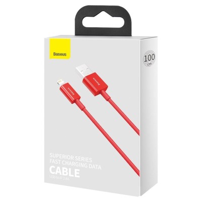 Baseus USB-kábel a Lightning Superior sorozat, 2,4 A, 1 m, piros