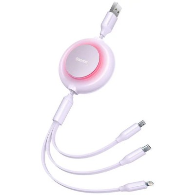 Baseus Bright Mirror 2, USB 3 az 1-ben kábel, mikro USB / Lightning / USB-C, lapos, 3.5 A, 1.1 m (lila)