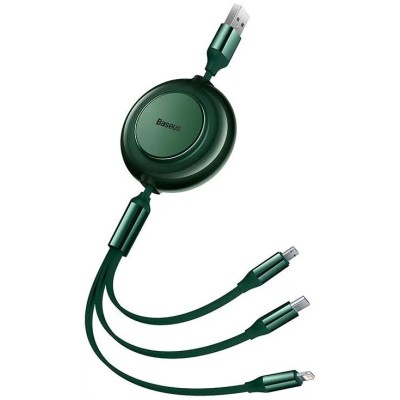 Baseus Bright Mirror 2, USB 3 az 1-ben kábel, mikro USB / Lightning / USB-C, lapos, 3.5 A, 1.1 m (zöld)