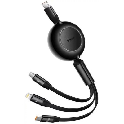 Baseus Bright Mirror 4, USB-C 3 az 1-ben kábel, mikro USB / Lightning / USB-C, 100W / 3.5A, 1.1 m (fekete)