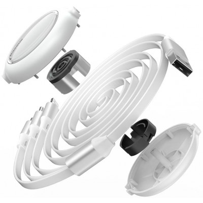 Baseus Bright Mirror behúzható USB 3 az 1-ben kábel, mikro USB / Lightning / USB-C, lapos, 3,5 A, 1,2 m, fehér