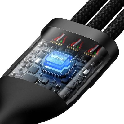 Baseus Flash series 3 az 1-ben USB kábel, USB-C / micro USB / Lightning, 100W, 1.2m, fekete