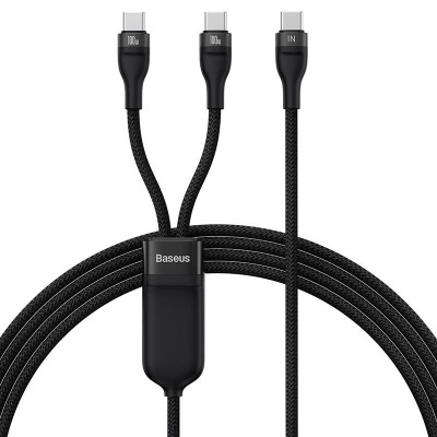 Baseus Flash 2 az 1-ben USB-C töltőkábel, USB-C - USB-C, 100W, 1.5m (fekete)