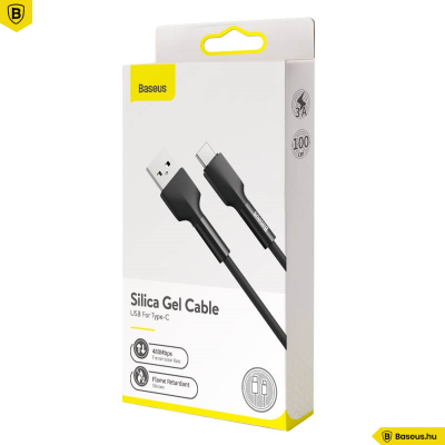 Baseus USB-C adat/töltőkábel 3A 1m Silica- Fekete