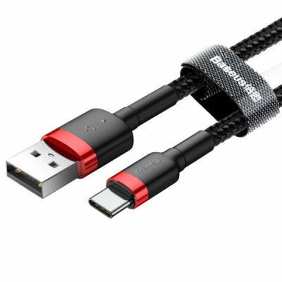 Baseus Cafule 3A USB-USB-C kábel 0,5 m, piros-fekete