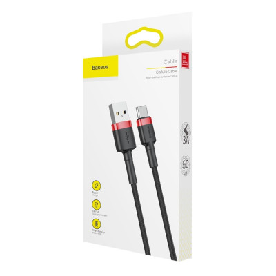 Baseus Cafule 3A USB-USB-C kábel 0,5 m, piros-fekete