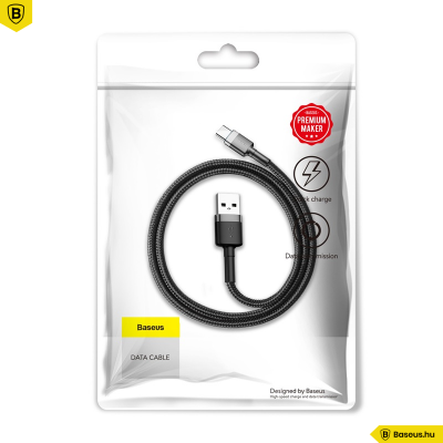 Baseus USB-C gyors adat, töltőkábel 3A - 0 ,5m - Szürke/Fekete