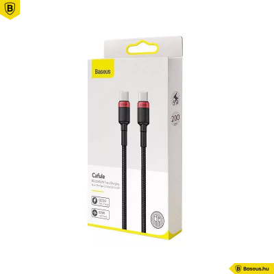 Baseus Cafule USB-C/C adat/töltő kábel PD2.0 100W (20V 5A) 2m - Fekete/Piros