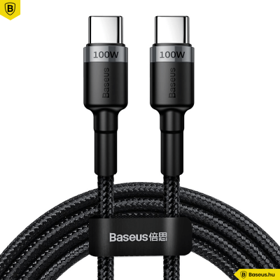 Baseus Cafule PD2.0 100W USB-C/C adat/töltő kábel (20V 5A) 2m - Fekete/Szürke