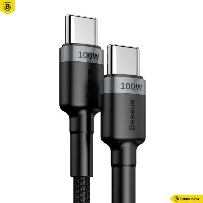 Baseus Cafule PD2.0 100W USB-C/C adat/töltő kábel (20V 5A) 2m - Fekete/Szürke