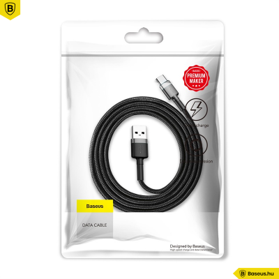 Baseus Cafule USB /USB-C adat/töltőkábel 3A 1M-es - Szürke/Fekete