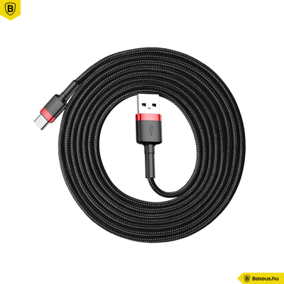 Baseus USB-C gyors adat, töltőkábel 2A - 2m - Fekete/Piros