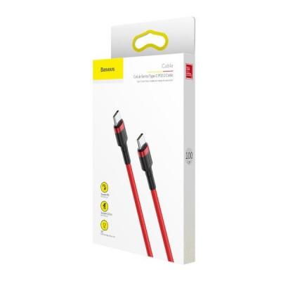 Baseus Cafule USB-C – USB-C PD 2.0 QC 3.0 kábel 60 W 1 m, piros