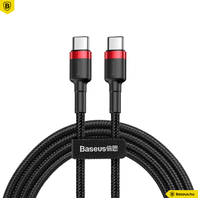 Baseus Cafule USB-C / C-típusú PD 2.0 60W 1M töltőkábel - Fekete-Piros