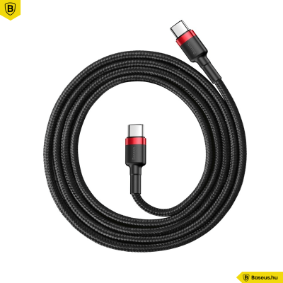 Baseus Cafule USB-C / C-típusú PD 2.0 60W 1M töltőkábel - Fekete-Piros