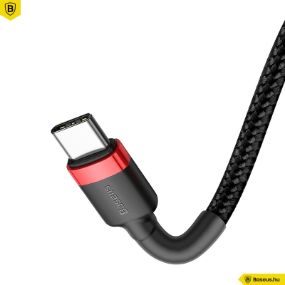 Baseus Cafule USB-C / C-típusú PD 2.0 60W 1M töltőkábel - Fekete-Piros