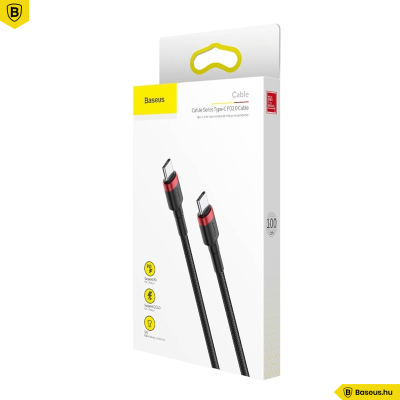 Baseus Cafule USB-C / C-típusú PD 2.0 60W 1M töltőkábel - Fekete-Piros