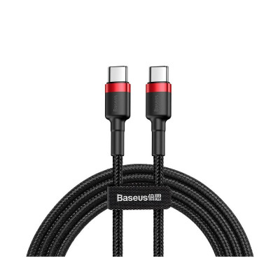 Baseus Cafule PD 2.0 QC 3.0, 60 W USB-C – USB-C, PD kábel 2 m, fekete-piros
