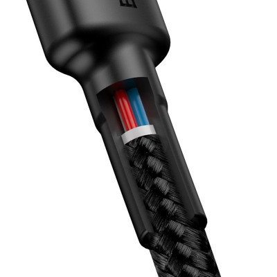 Baseus Cafule PD 2.0 QC 3.0, 60 W USB-C – USB-C, PD kábel 2 m, fekete-piros