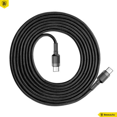 Baseus Cafule PD 2.0 USB-C – USB-C PD 2.0, QC 3.0 kábel, 60 W, 2 m (fekete-szürke)